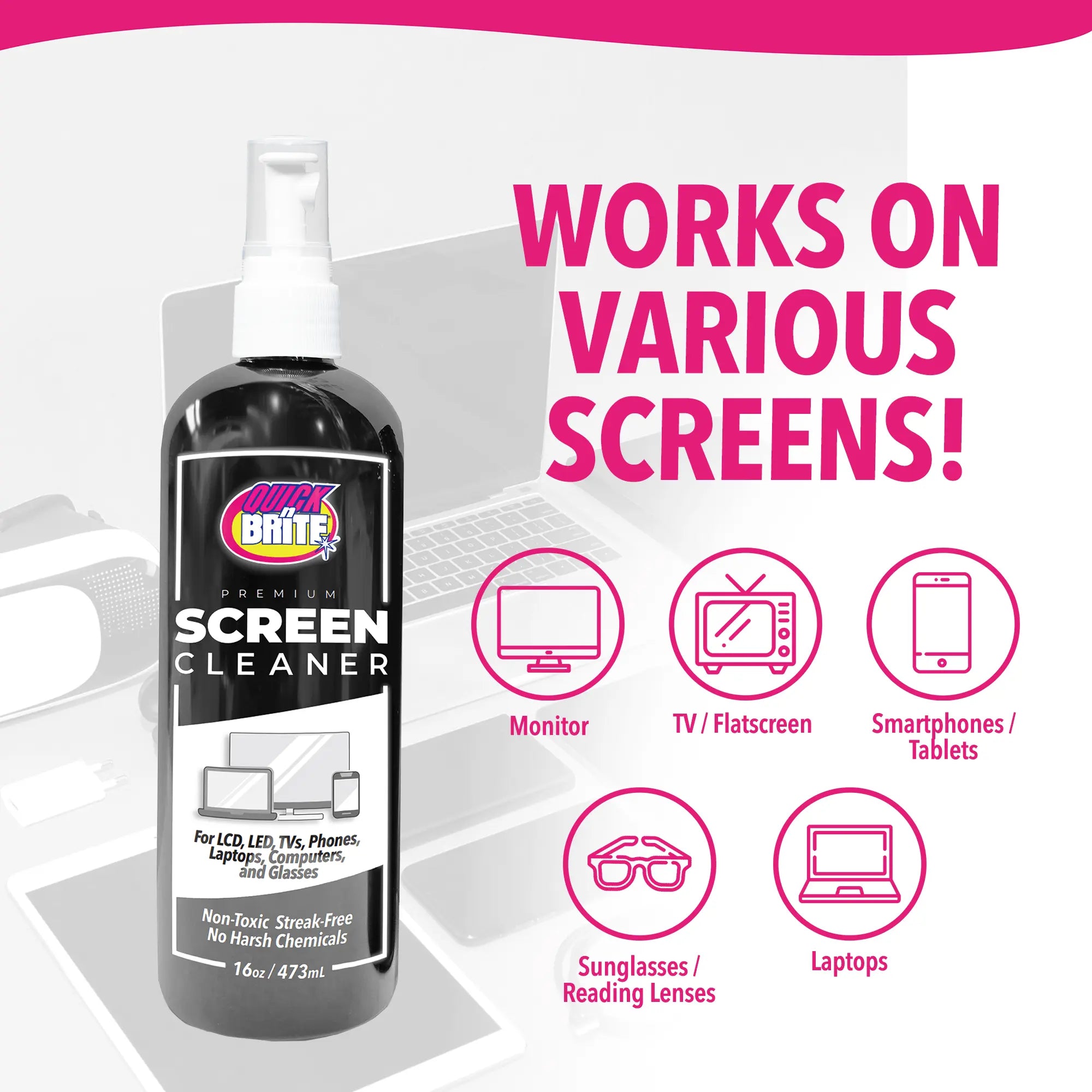 QB Screen Cleaner 16oz uses